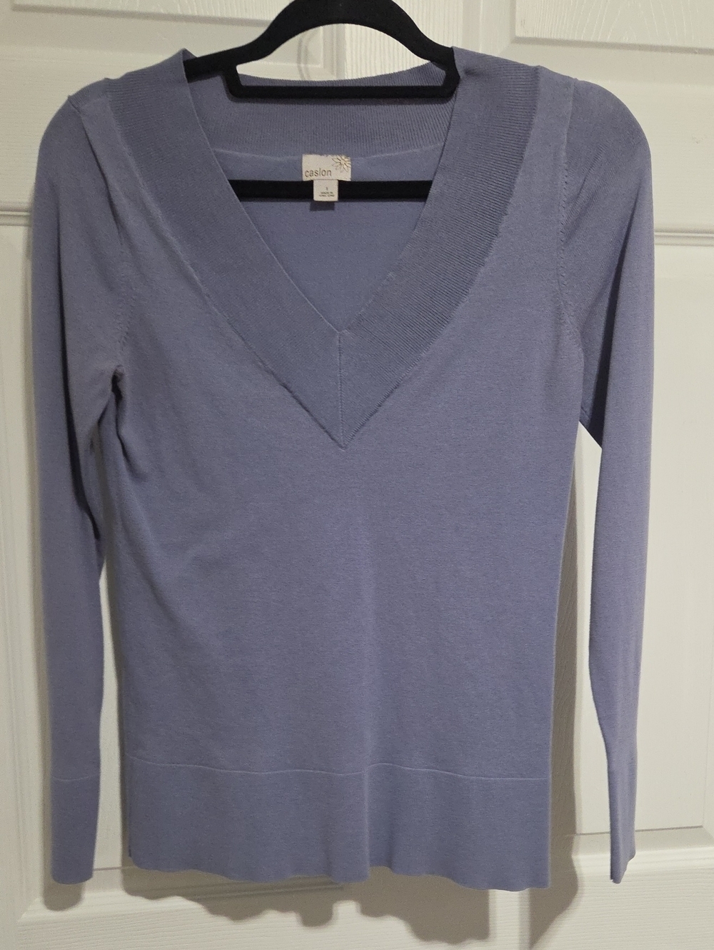Caslon Light Lavender V-Neck Long Sleeve Sweater